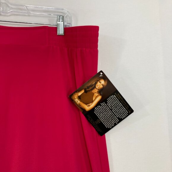 New IMAN size 2X Pink Red Soft Stretch Flowy Wide Leg Pull-on Pants Comfy - Picture 3 of 9